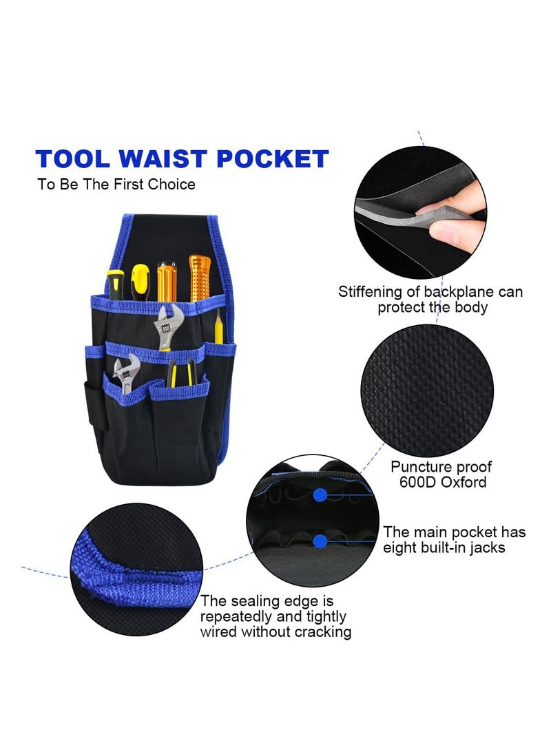 Waist Tool Bag Canvas Tool Pouch Tool Organiser Bag Small Pocket Tool Bag with Adjustable Nylon Belt for DIY Electricians Technician Carpenters Joiner Builders Black - Image 3